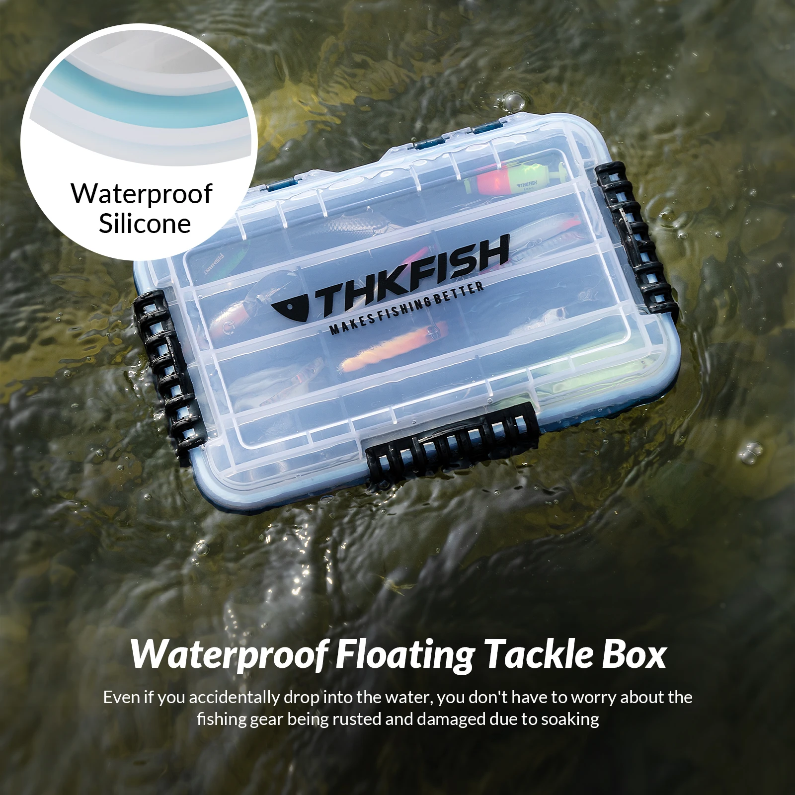 THKFISH-caja de aparejos de pesca, Señuelos de Pesca de plástico, caja de almacenamiento de cebos, flotadores extraíbles impermeables, cajas contenedoras de cucharas - imagen 4