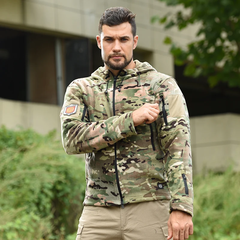 Chaquetas tácticas con cremallera completa, chaqueta polar de invierno, ropa térmica de trabajo para hombres, traje de caza, chaqueta de combate para hombres, cortavientos - imagen 3