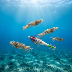 Señuelo de pesca de calamar, anzuelo luminoso con forma de paraguas, anzuelo de explosión con cinta, accesorios de pesca en hielo para invierno, 1 ud.