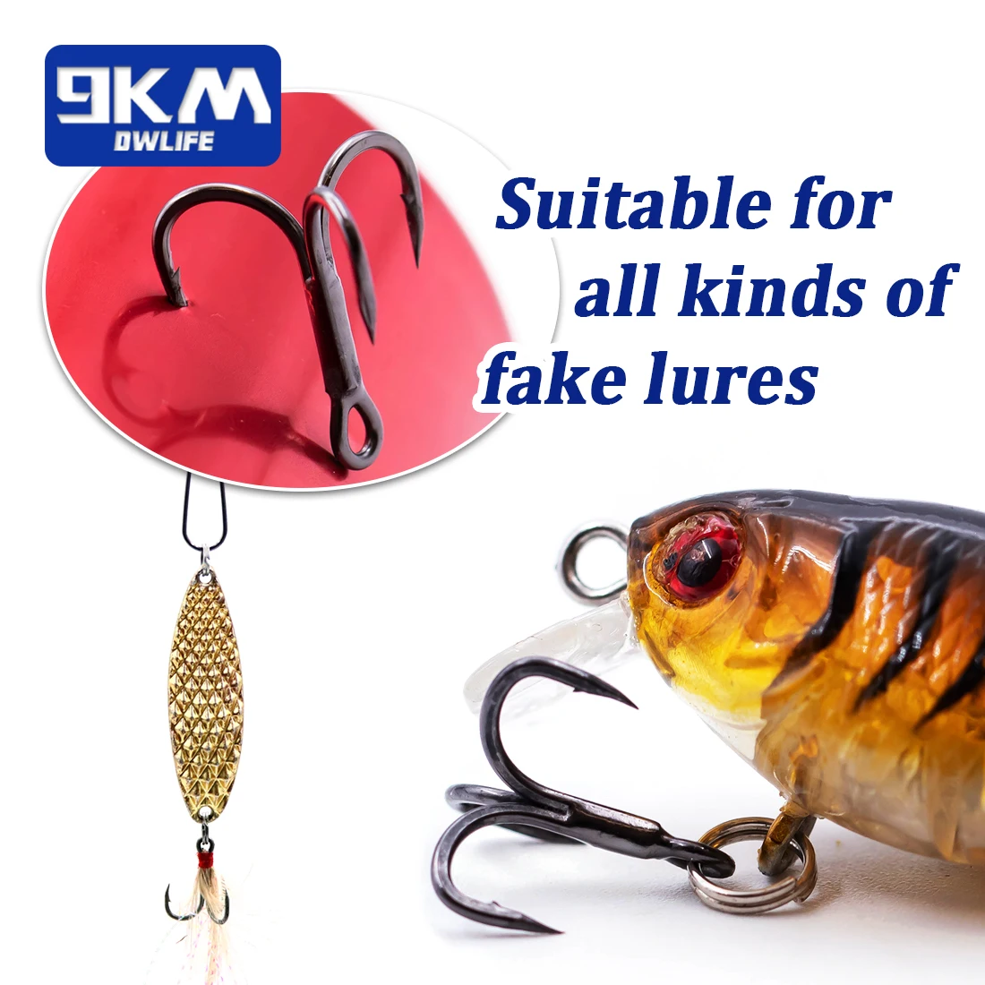 9KM 10 Uds anzuelos triples de pesca 4X anzuelos de pesca de repuesto de acero rico en carbono para agua salada fuerte señuelos duros - imagen 5