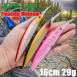 Señuelo de pesca flotante Jerkbait de fundición larga, 16mm, 29g, con anzuelos de calidad, pececillo Wobbler para lubina, perca, carpa, Lucio