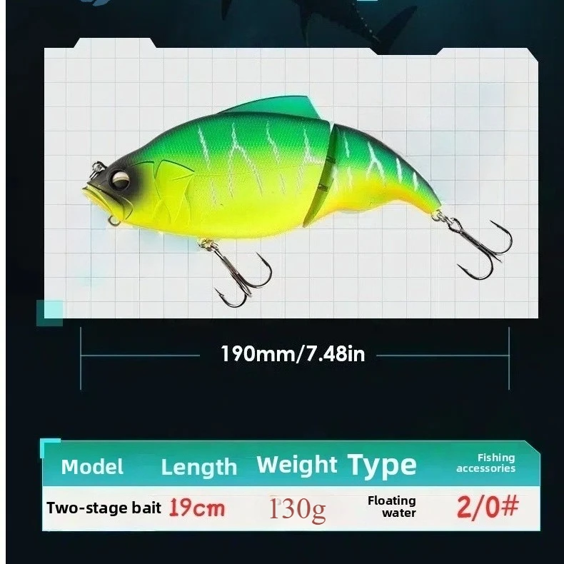MUKUN Pike Fishing Vatalion 190mm cebo articulado con vibración Swimbait Bass señuelo 130g señuelo de pesca flotante Vatalion 190F Leurre - imagen 3