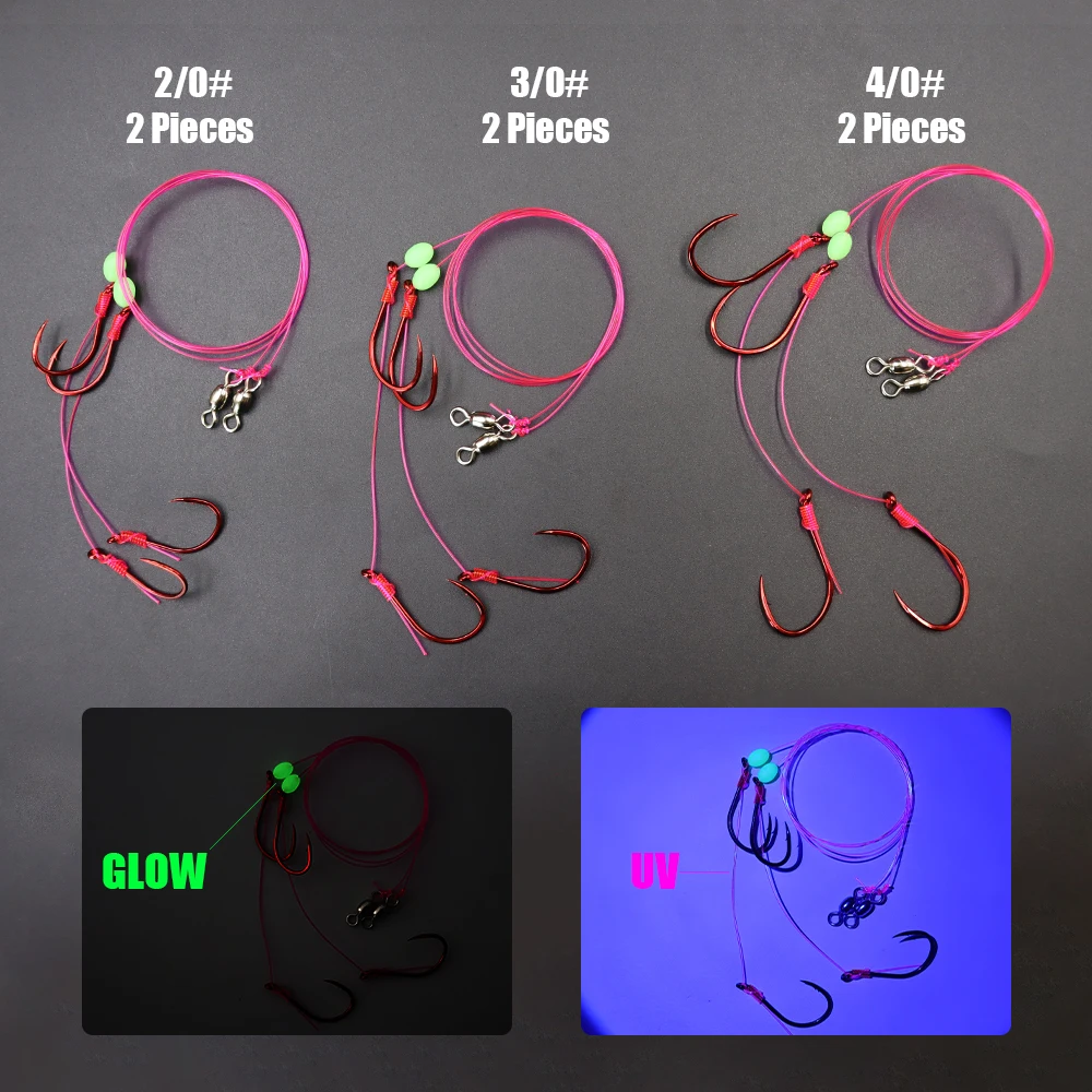 ZYZHE Anzuelos dobles para pulpo rojo – Aparejos con sedal - imagen 3