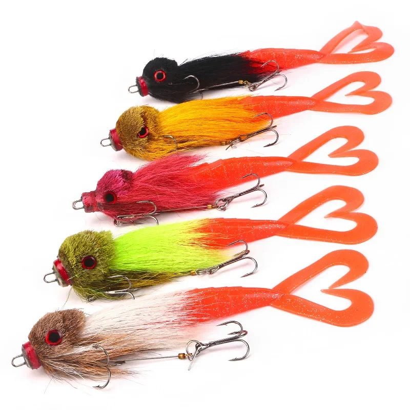 MUKUN Señuelo Ratón Swimbait Bucktail con pelo de ciervo - imagen 3