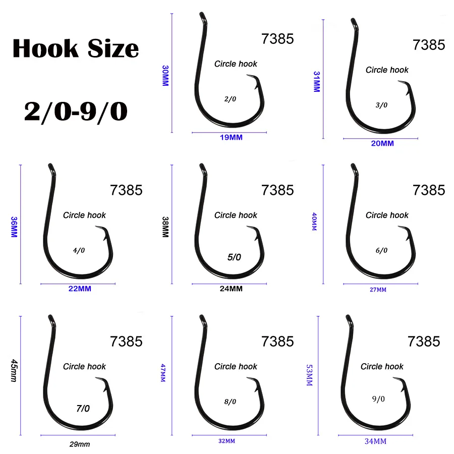 Anzuelos circulares de pulpo para agua salada, 50 Uds., anzuelo de pesca para bagre, 2/0-10/0, anzuelos compensados para aparejos - imagen 4