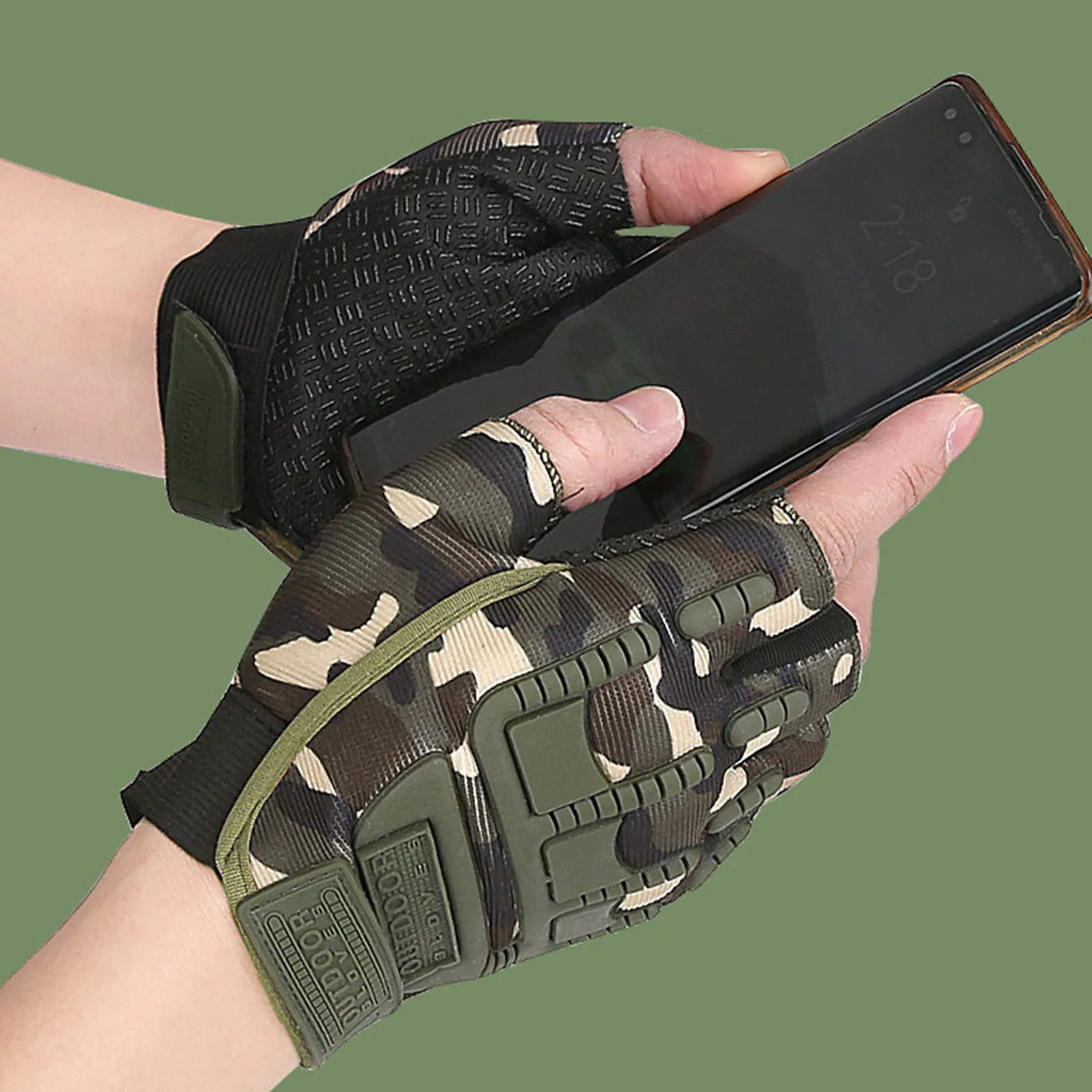 Guantes de pesca deportiva antideslizantes medio dedo transpirables - imagen 3