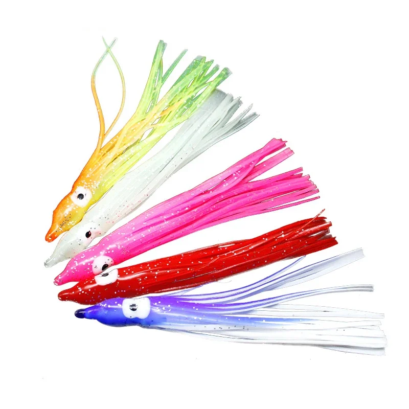 Juego de Señuelos de Pesca luminosos, cebos de pulpo Combo, falda de calamar, cebo de arrastre, Color aleatorio, 9cm, 6 unidades por lote - imagen 2