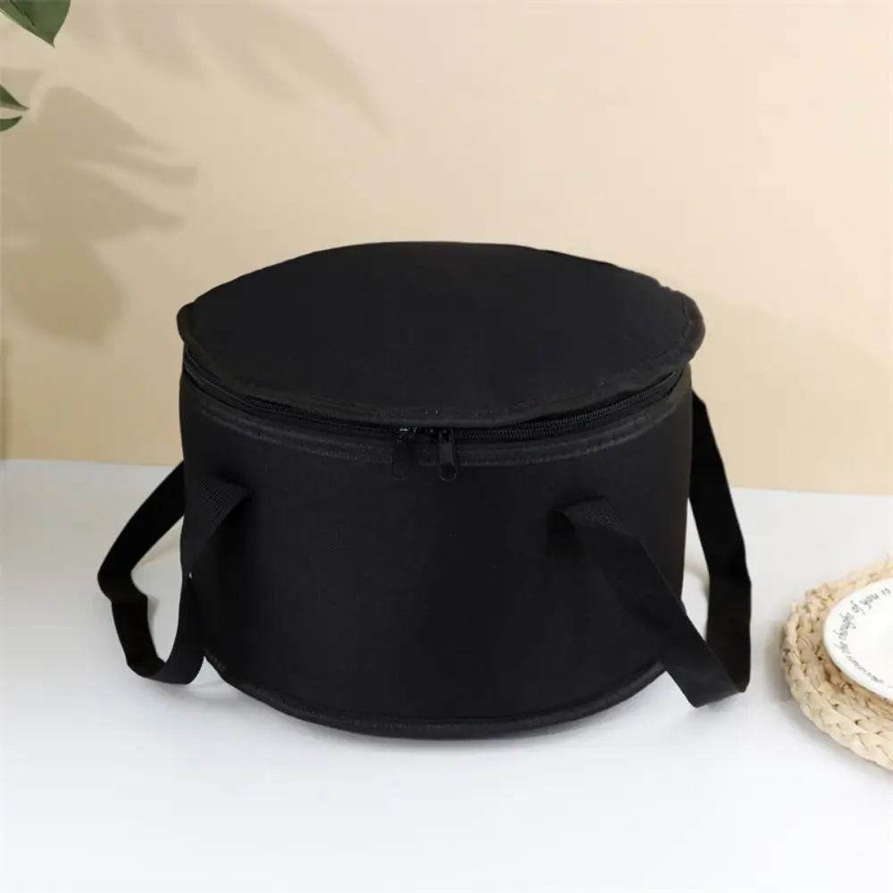 Portador de tarta térmico redondo duradero, bolsa de almuerzo aislada con asa reutilizable, tapa de gran capacidad, cazuela, bolsa de mano para comida, pastelería - imagen 5