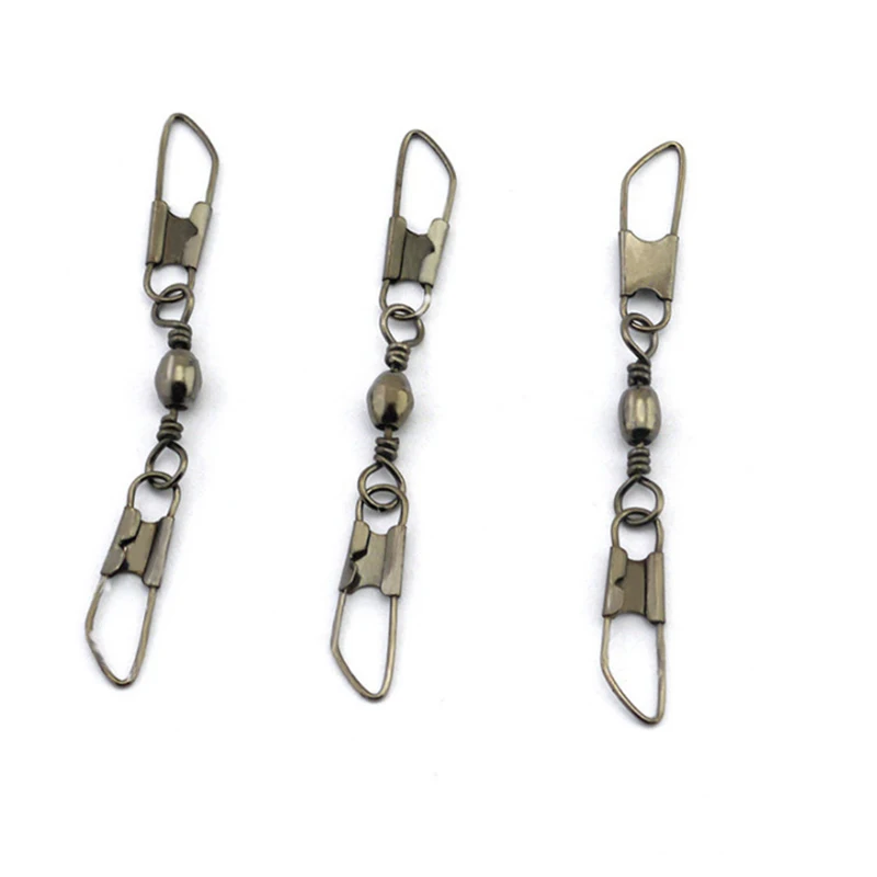 500 Uds barril giratorio enclavamiento doble presión giratorios anillo sólido anzuelo de Pesca conector suministros de Pesca accesorios Pesca - imagen 3