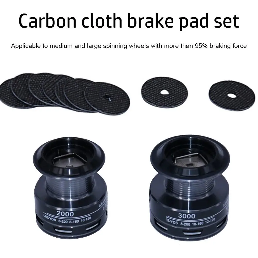 Pastillas de freno de carrete, arandelas de carrete, pastillas de freno, tela de carbono, carretes de pesca de arrastre de fibra, rueda giratoria D/S modificada, un juego de 3 piezas - imagen 3