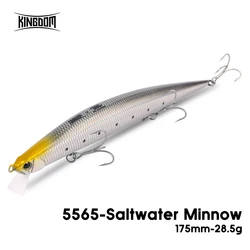 Señuelo de pesca de pececillo de agua salada Kingdom, 175mm, 28,5g, fundición larga, cuerpo delgado, hundimiento, Wobblers de lubina Artificial para pesca en el mar
