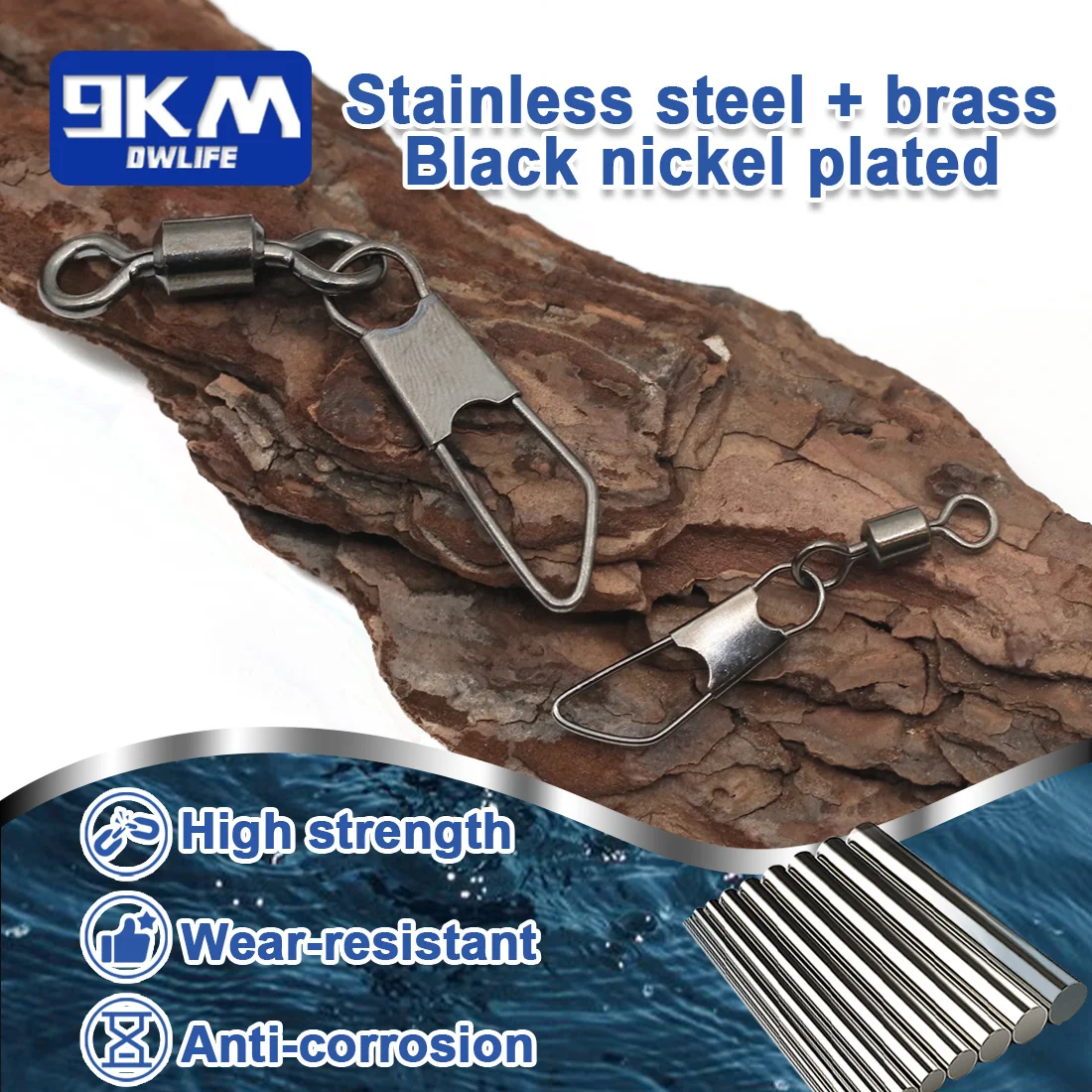 Giratorio de pesca con broche de seguridad, conector de señuelo de pesca de agua salada, Clips de agua dulce de alta resistencia, aparejos - imagen 2