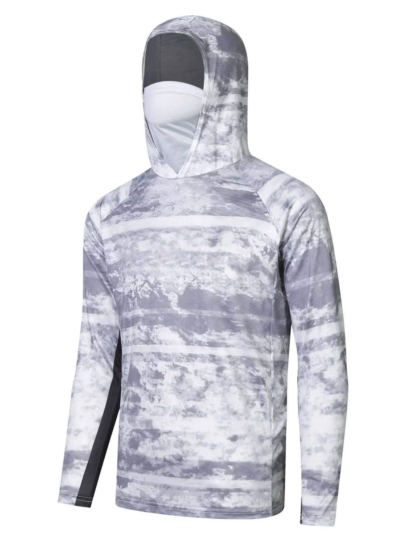 Sudadera con capucha de pesca para hombre, camisas de pesca de manga larga con protección UV, polaina de cuello, máscara que absorbe la humedad, Tops de pesca - imagen 2