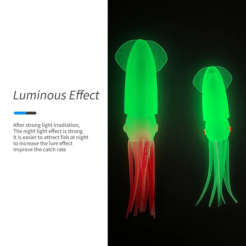 ZYZ 2 uds cebo suave de calamar luminoso 12/15cm señuelo de pesca de mar Artificial Fakebait océano barco pesca Softbait cebo de pulpo - imagen 4