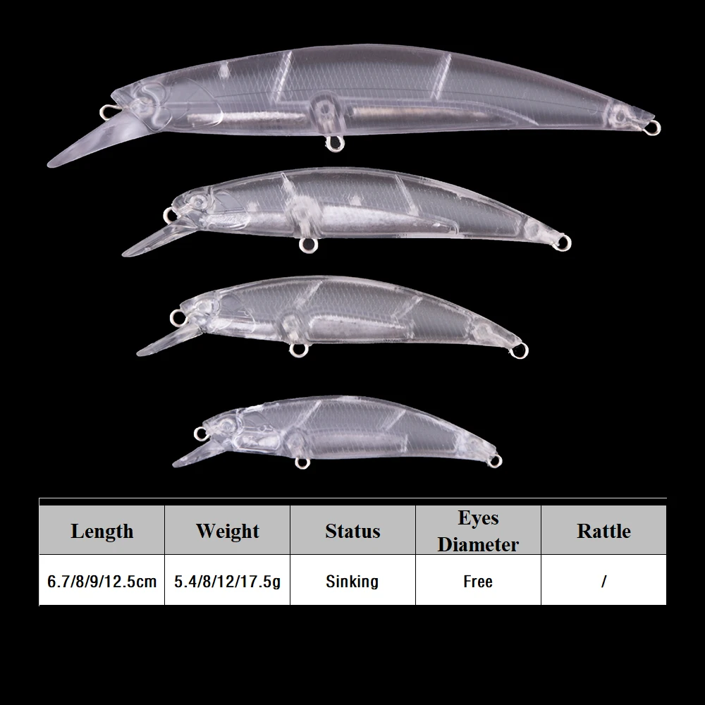 Chan'sHuang 20 piezas Señuelos de pesca en blanco sin pintar 5,4g/8g/12g/17,5g hundimiento Minnow cebo de pesca Artificial de fundición larga - imagen 2