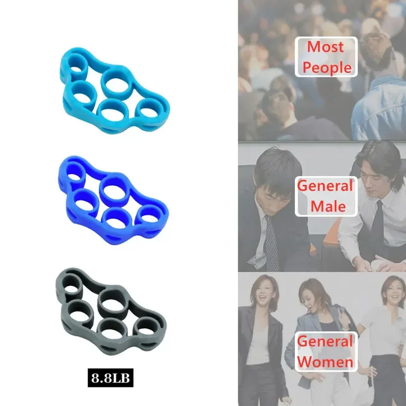 Expansor de dedo de silicona para ejercicio, agarre de mano, entrenador de fuerza de muñeca, bandas de resistencia, pinza de mano para Fitness, 3 uds. - imagen 5