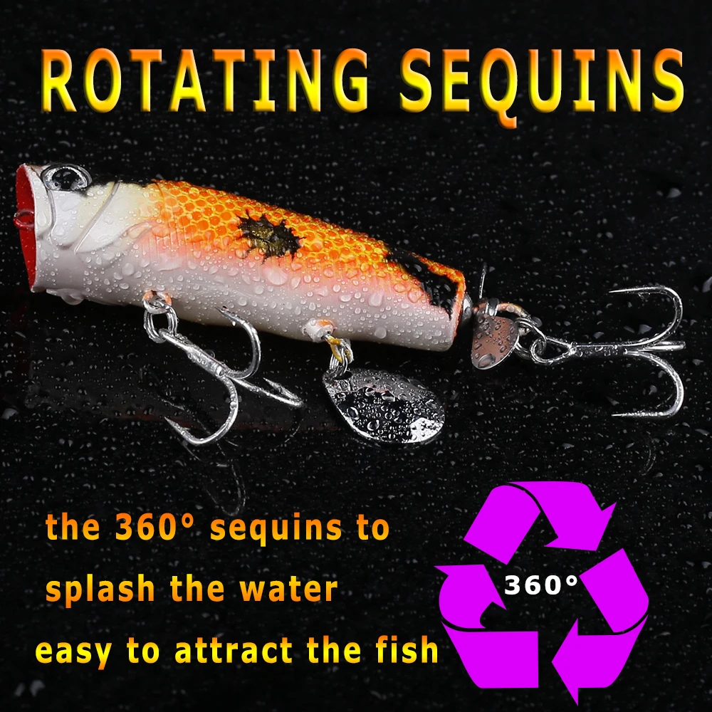 CCLTBA-cebos duros Popper, 8cm, 13,5g, Señuelos de Pesca Topwater, Wobble, sonajero, cuchara, señuelo Artificial para pesca de lubinas, aparejos Popper - imagen 3