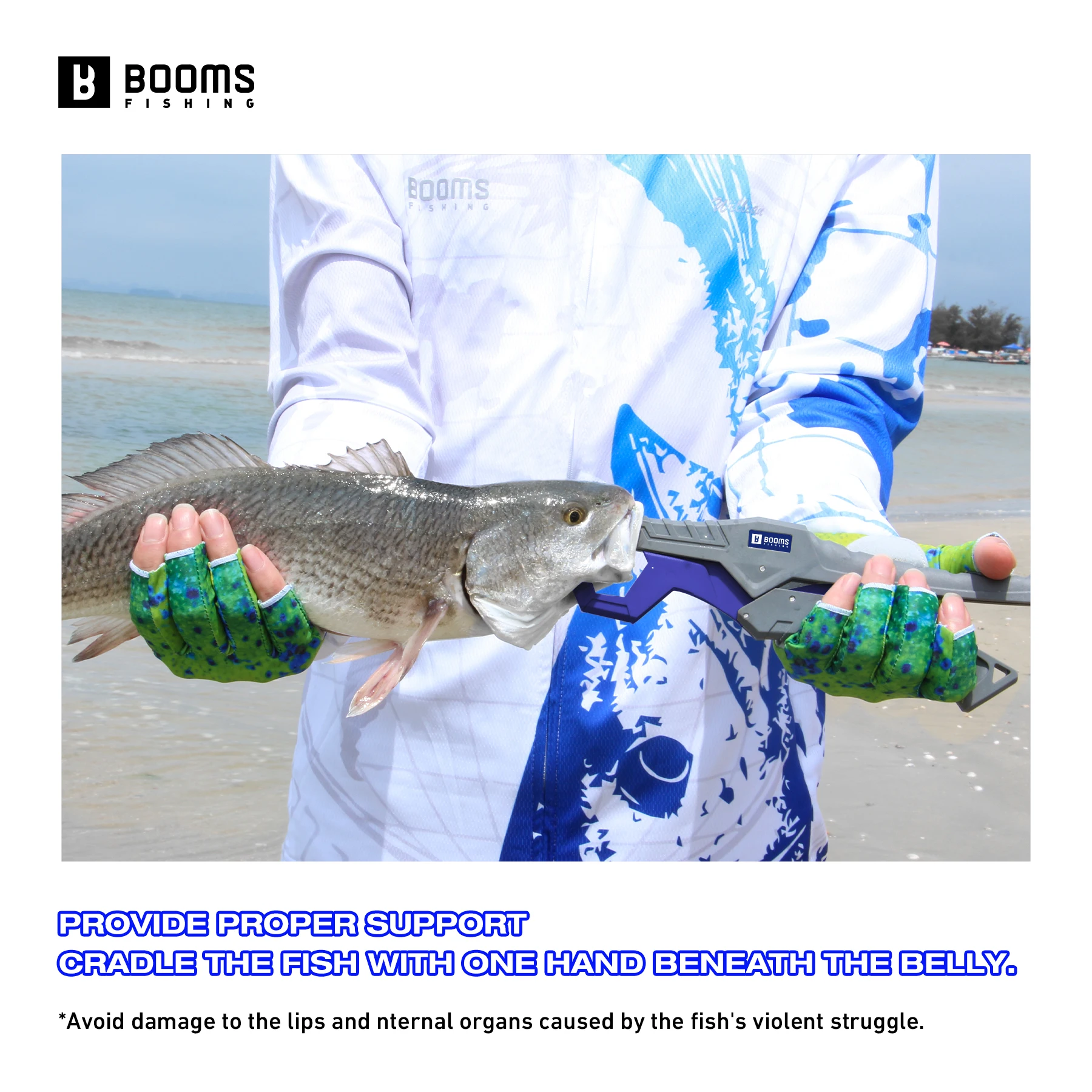 Booms Fishing G05 9.4in Fish Gripper con Lanyard Anti-Rust Anti-Corrosion Grabber Keeper para accesorios de herramientas de pesca de grip de pescado - imagen 2