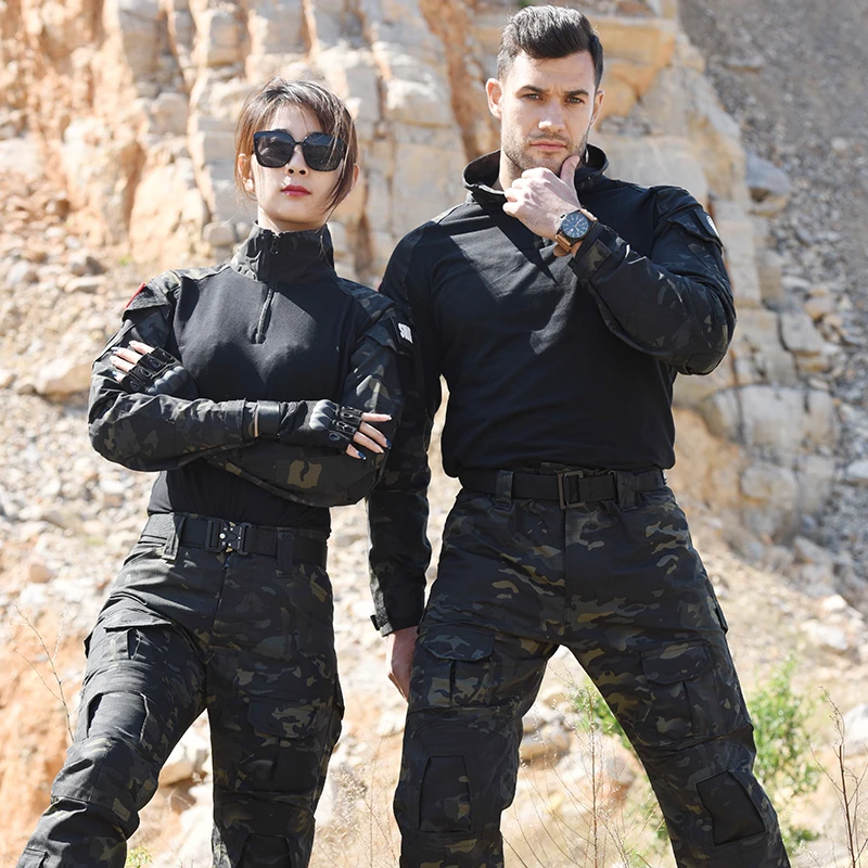 HAN WILD-uniforme de tiro para hombre, ropa de combate táctico, camisas de camuflaje, pantalones Cargo, trajes de Paintball, Airsoft al aire libre - imagen 5