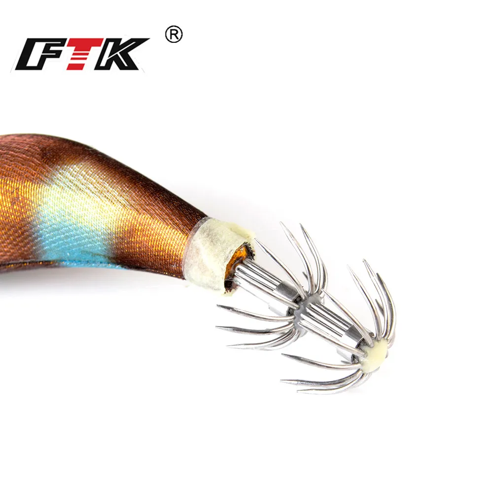 FTK-señuelo de pesca con plantilla de calamar luminosa, ojos 3D, 8g, 12g, 15g, 19g, anzuelo de calamar y camarón, cebos artificiales duros, accesorios de pesca de mar - imagen 5