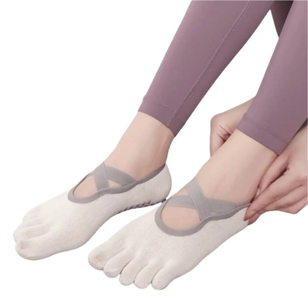 Calcetines de Yoga con agarre antideslizante suave, calcetines transpirables con absorción de impacto para Pilates y barcos, calcetines deportivos sin costuras para ejercicio en casa - imagen 3