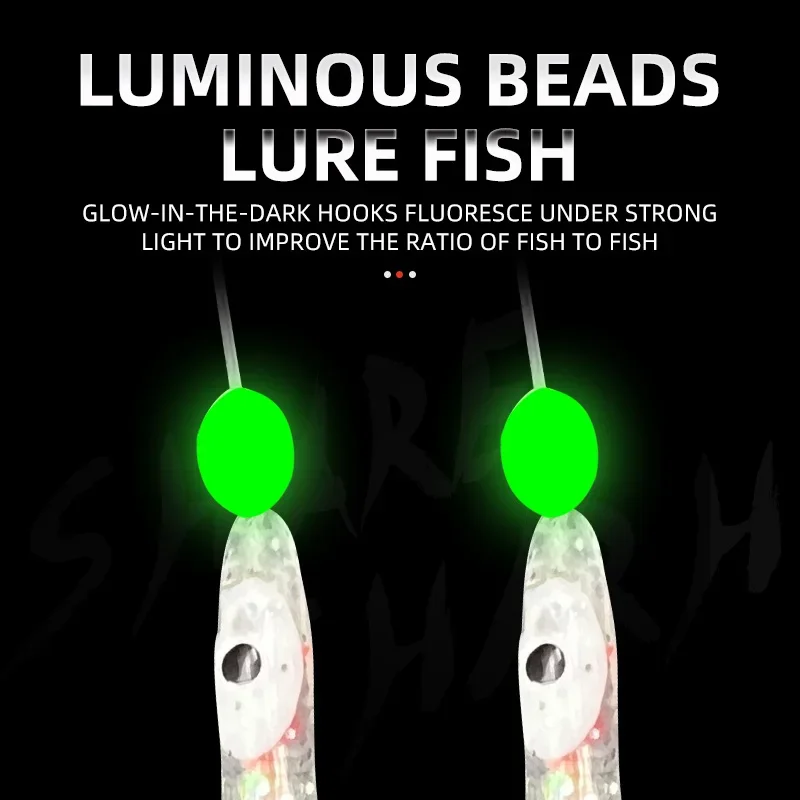 5 capuchas luminosas pulpo caballa plumas Sabiki cebo Rigs con señuelos de cuerda pesca calamar maratón RigsTackle pesca señuelo conjunto - imagen 5