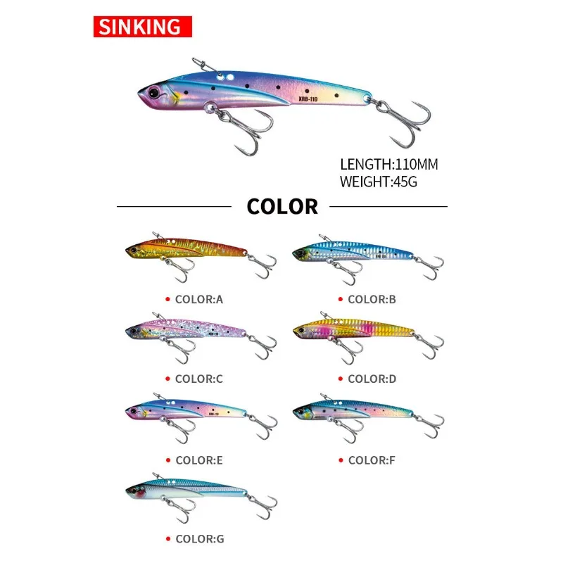 Señuelos de pesca de mar de hielo de invierno VIB, Wobblers duros de Crankbait, accesorios de pesca de carpa artificial, 7 colores, 11cm, 45g, 1 pieza - imagen 5