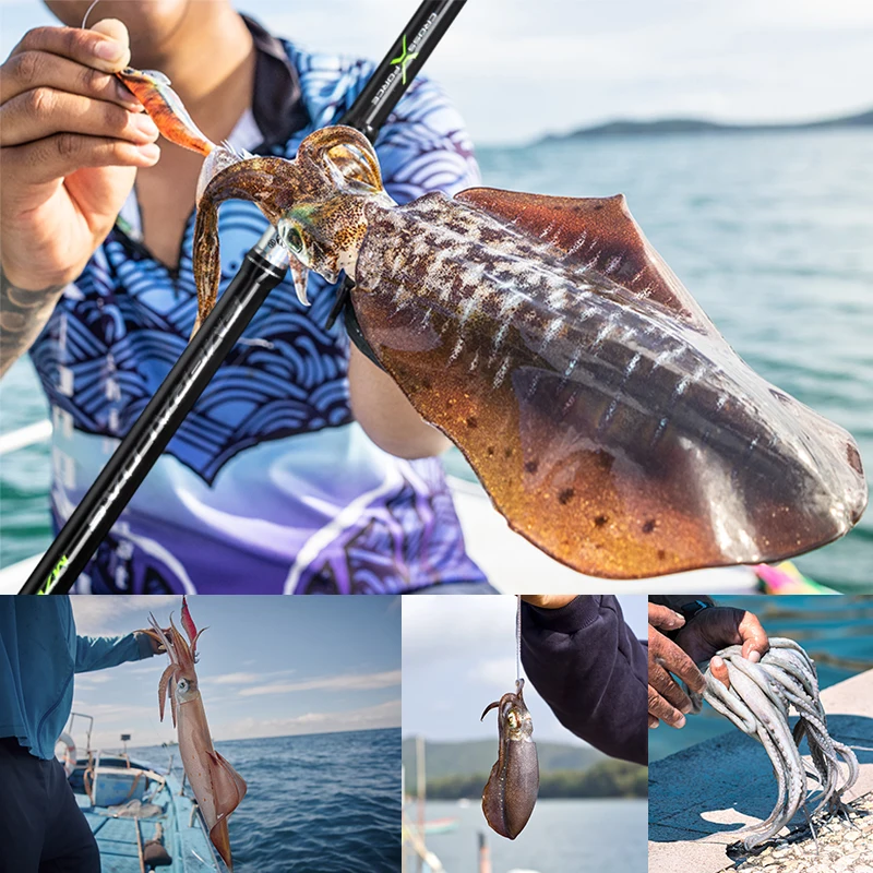 Caña de pescar Hunthouse Squid Egi 2,29 m 2,52 m 2 secciones caña giratoria para pulpo sepia aparejos de barco de mar - imagen 3