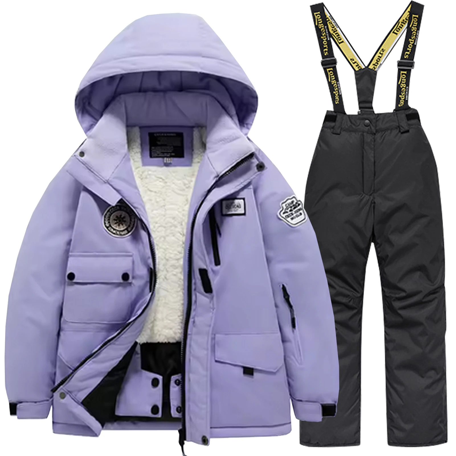Traje de nieve infantil cálido con capucha y pantalón impermeable - imagen 4