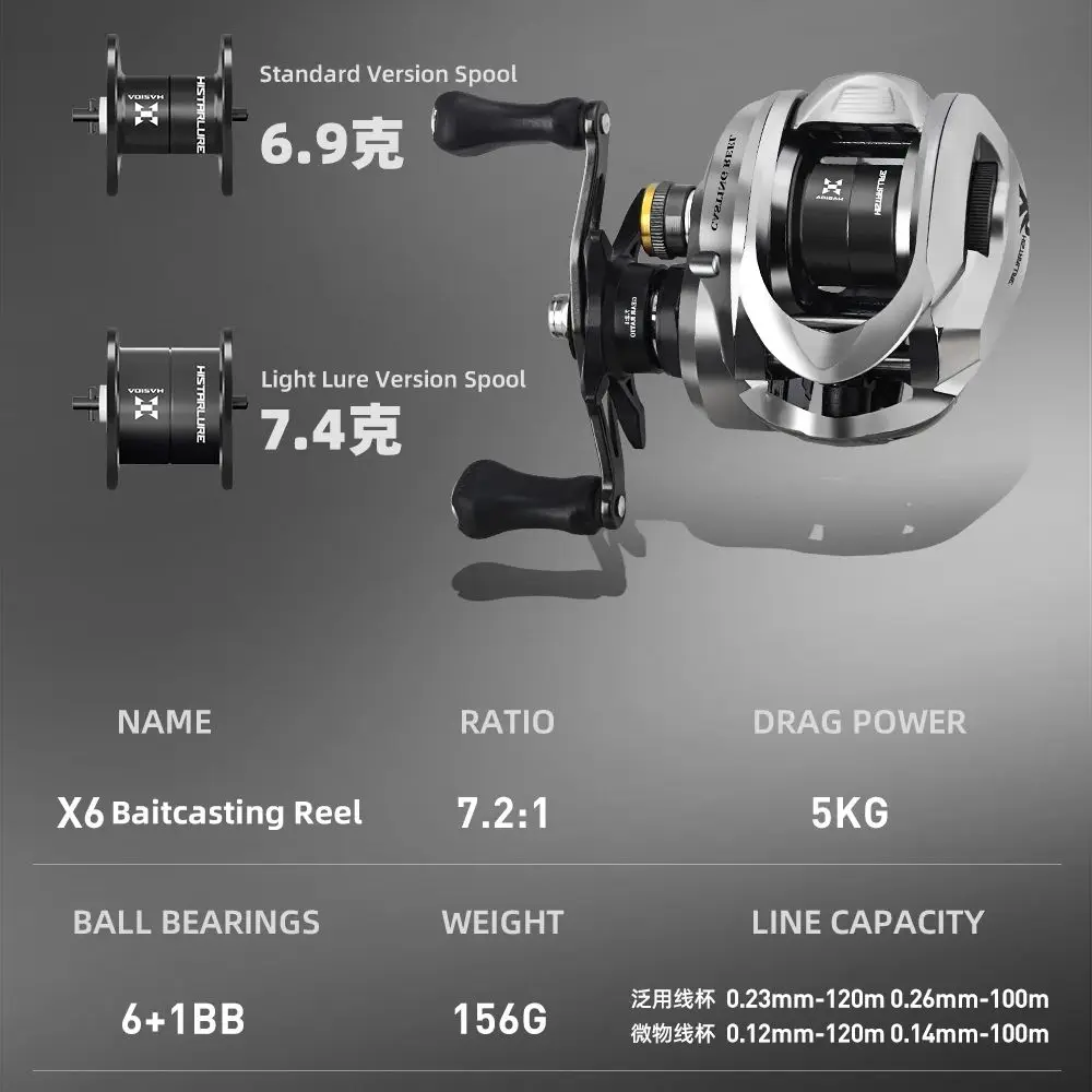 Carrete baitcasting Histar X6 Ratio 7.2:1 aluminio - imagen 4