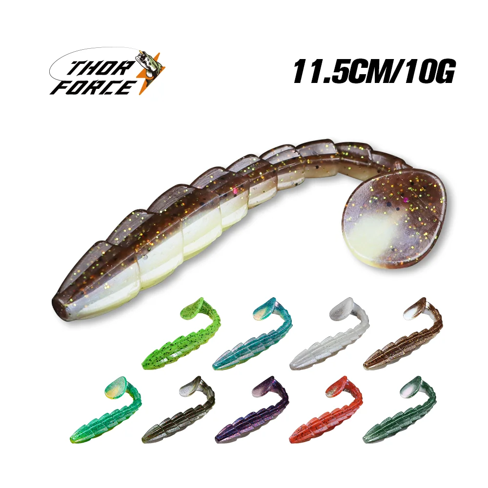 THORFORCE, 10 Uds., cebo suave, señuelo de Pesca, paleta de silicona, palo de cola en T, gusano salado, Swimbait, Wobbler, Pesca, Lucio, trucha - imagen 2