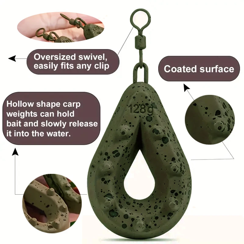 Plomadas YOTO forma lágrima – Huecas recubiertas para carpfishing - imagen 4
