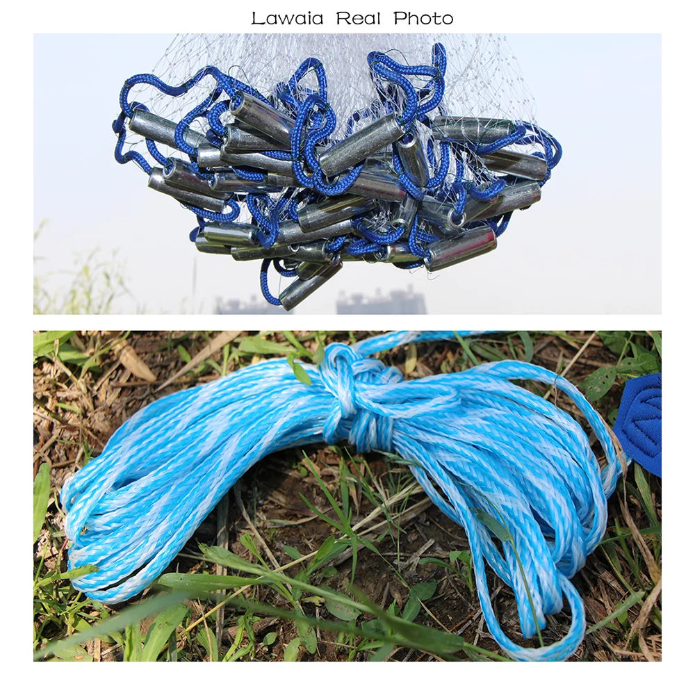 Red de pesca Lawaia, redes de fundición a mano americana, red de captura de moscas con plomos, trampas de cebo para camarones, diámetro de 1,8 m-7,2 m - imagen 5