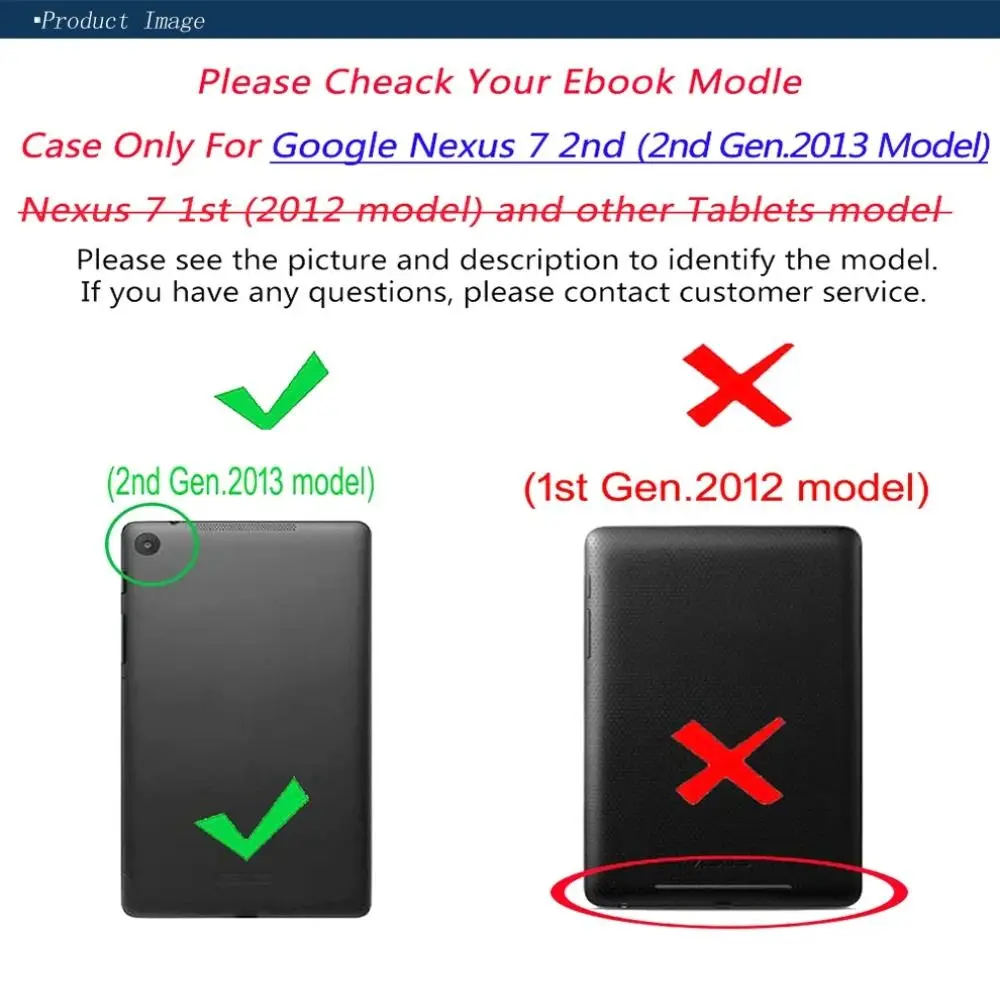 Funda para tableta Auto Sleep/Wake con soporte Funda para tableta a prueba de golpes Cuero resistente al desgaste para Google Nexus 7 FHD 2.a (2a generación.2013) - imagen 5