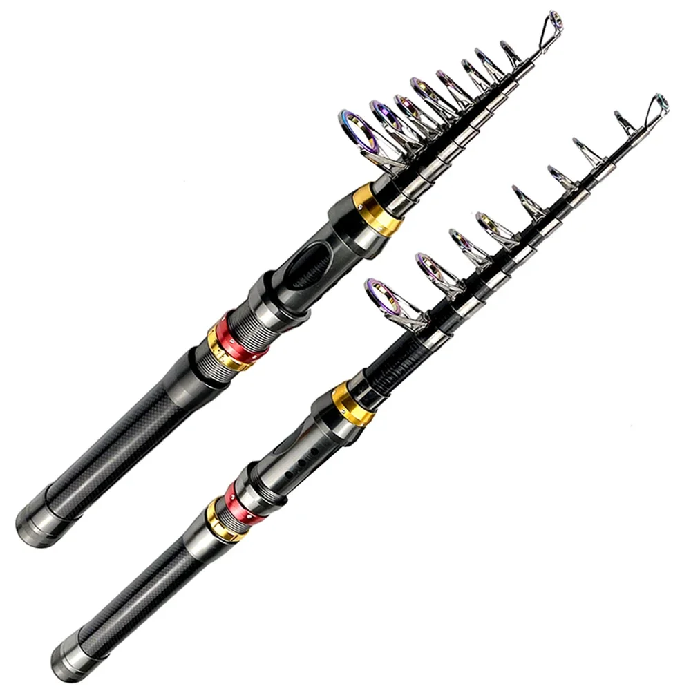 Cañas de pescar de mar cortas GHOTDA, caña de pescar telescópica de fibra de carbono 1,8-3,6 M, aparejos de pesca telescópicos giratorios - imagen 3
