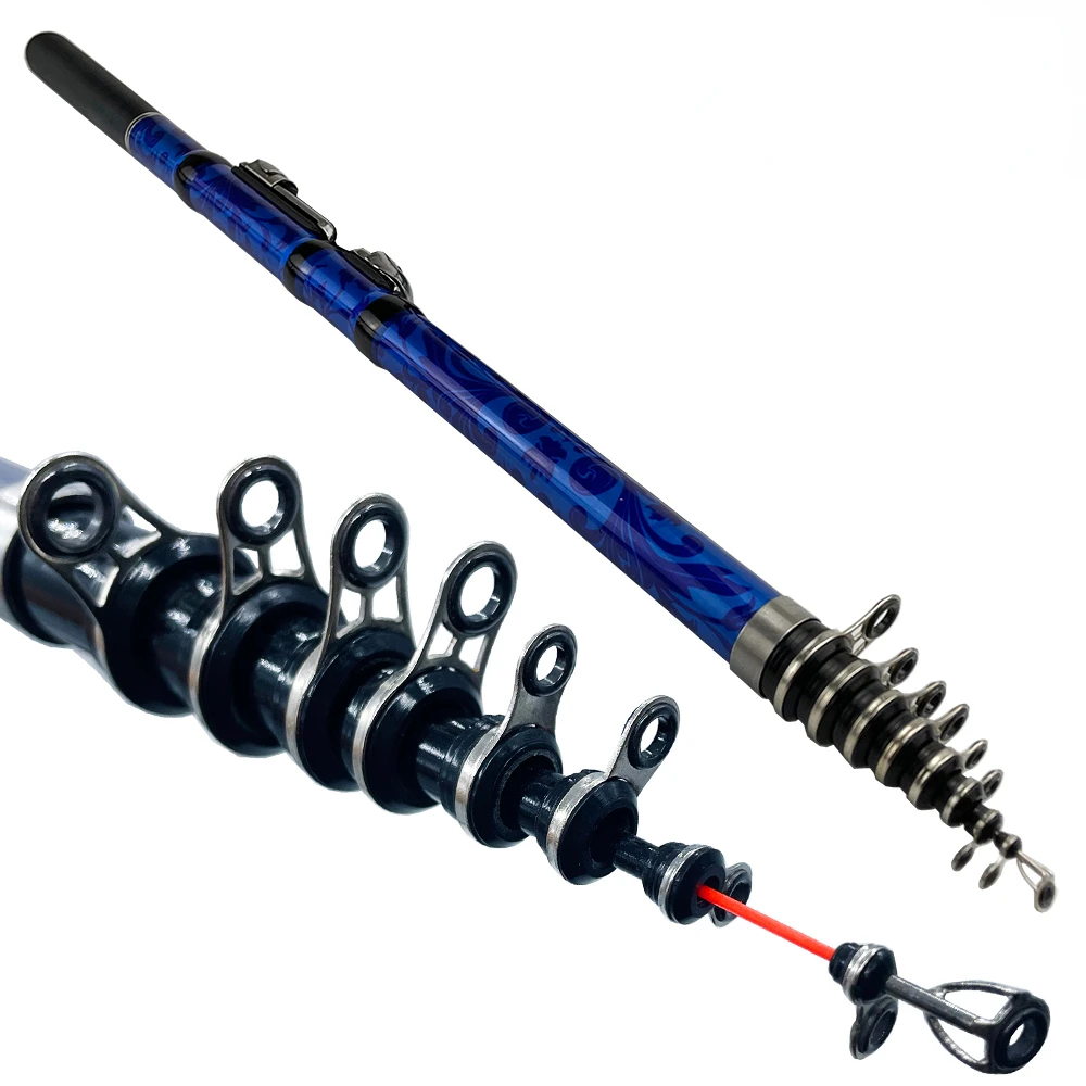 Caña de pescar rocosa de carbono, alta calidad, 1,5 M, 1,8 M, 2,1 M, 2,4 M, 2,7 M, 3M, giratoria al aire libre, portátil, Flexible, pesca en el mar, surf - imagen 3