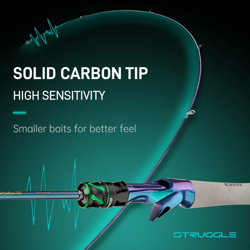 Caña de pescar CEMREO ligera UL, caña de pescar de trucha de punta sólida de 1,35 m-1,8 m, caña de pescar de trucha giratoria con agarre de carbono de una sola pieza - imagen 4