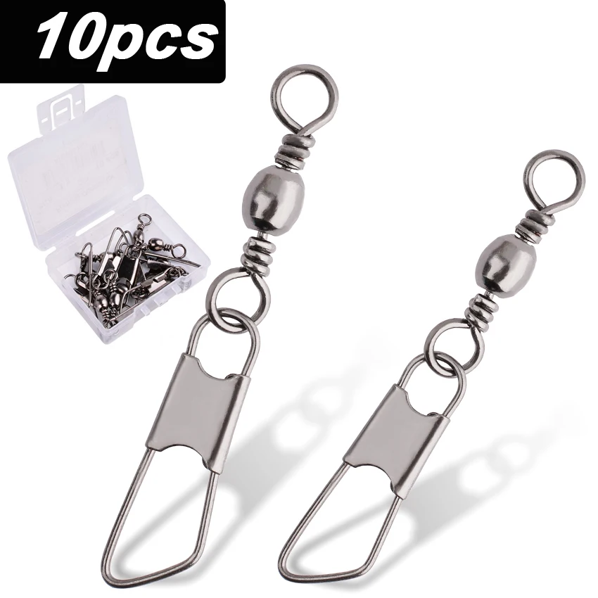 Gancho de pesca de barril de latón, 10 unids/caja, anillos sólidos, Conector de línea, herramienta de aparejos giratorios de enclavamiento - imagen 4