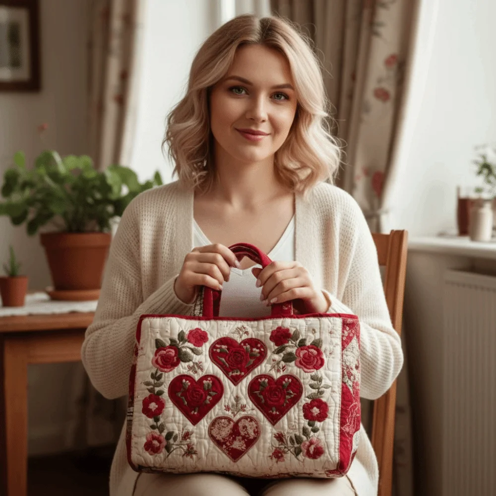 Bolso Tote acolchado con gatos y estampado floral, gran capacidad - imagen 3