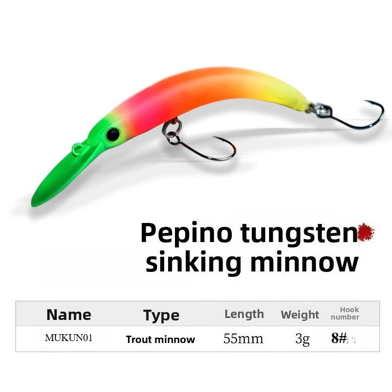 Cebos Mino doblados que se hunden, cebo duro de tiro lejano de 55mm, 3g, Crankbait de lubina de agua dulce, placa de lengua ancha, juego de mezcla de Señuelos de Pesca - imagen 3