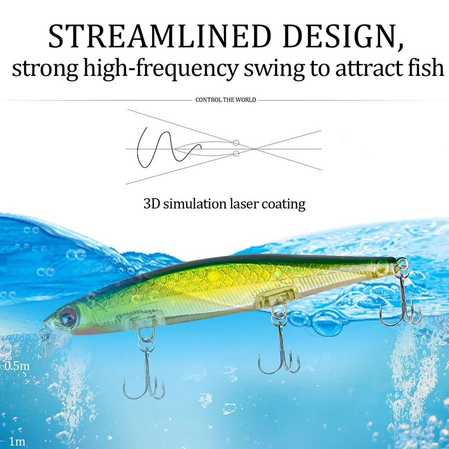 Señuelos de pesca Crankbaits para carpa, aparejos de mar, 11cm, 13,7g, cebo duro para pececillo que se hunde, Wobblers artificiales para lubina, Lucio, Trolling, Swimbait - imagen 5