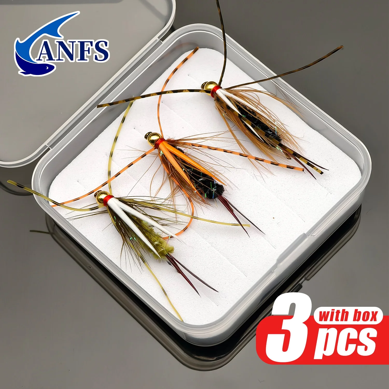 ANFS 3 uds/5 uds cuentas de latón príncipe ninfa Señuelos de pesca con mosca, ninfas húmedas para trucha, salmón y grailismo, moscas de pesca con mosca para pescador - imagen 4