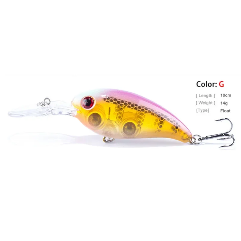 1 pieza Crankbait Topwater señuelo de pesca Wobblers 10cm 14g cebo duro Artificial 6 #   Aparejos de pesca de lubina con anzuelo triple - imagen 5