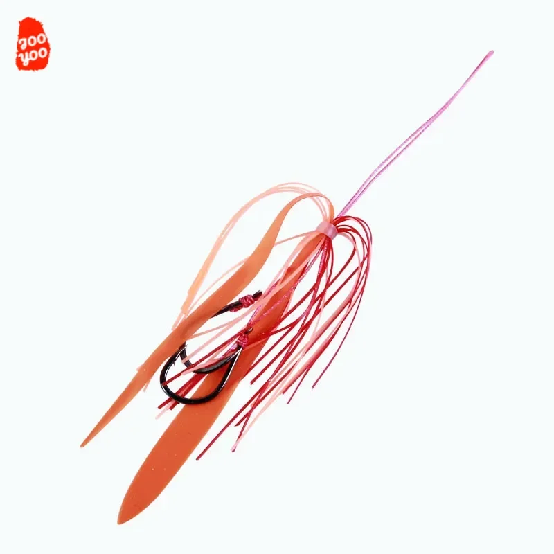 LUYA-falda de seda de silicona para hombre, anzuelo de pesca de Jigging, cinta, bigote, falda, ganchos a juego, anzuelos de atado