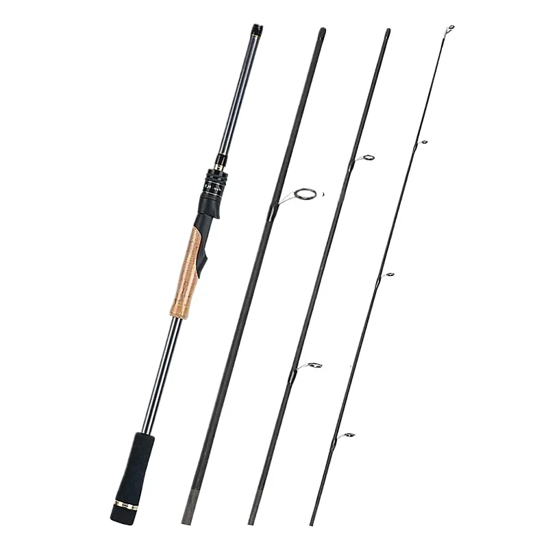 Caña de pescar de viaje con señuelo, 1,98 m, 2,1 m, 4 secciones de alto carbono, 4-25g de potencia, 5-15LB, caña de lanzamiento giratoria, ultracorta, portátil - imagen 2