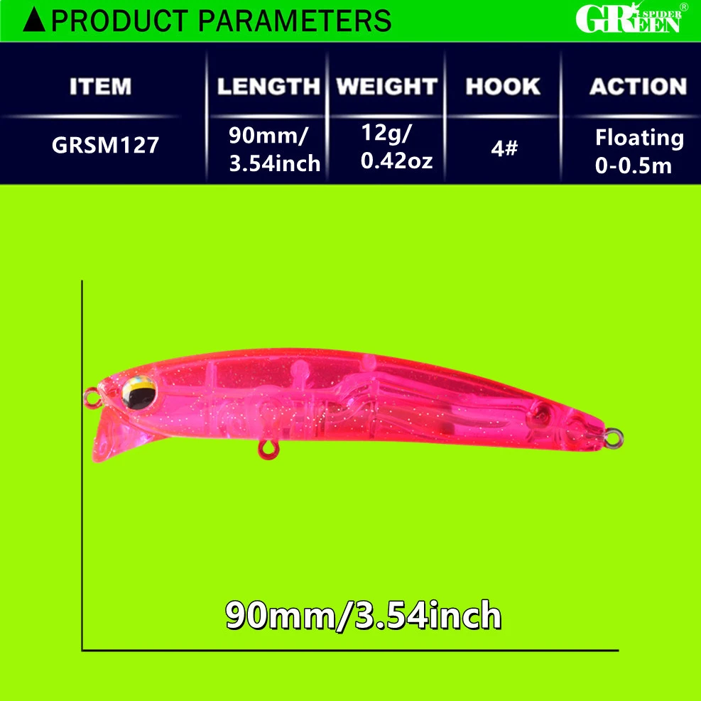 Señuelo Wobbler Greenspider 90mm 12g – Sistema peso tungsteno - imagen 3
