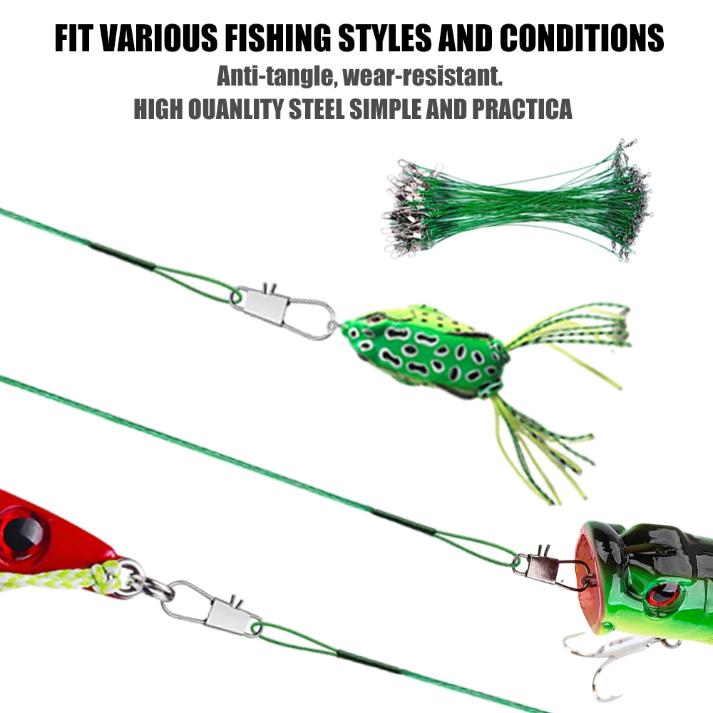 Línea de pesca de acero antimordida de fuerza de tracción súper fuerte de 15-30cm con accesorios de señuelo de pesca giratorios con hebilla giratoria - imagen 4