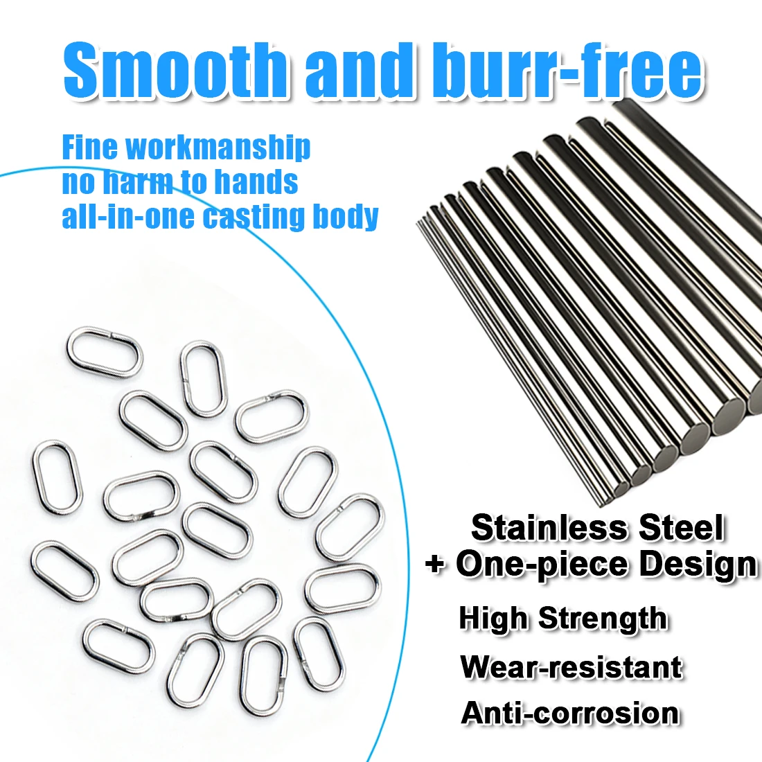 FishTrip-anillos dobles elípticos para pesca, paquete de 50 ~ 100, anillos divididos de acero inoxidable, señuelo de agua salada resistente, conector de pesca - imagen 5