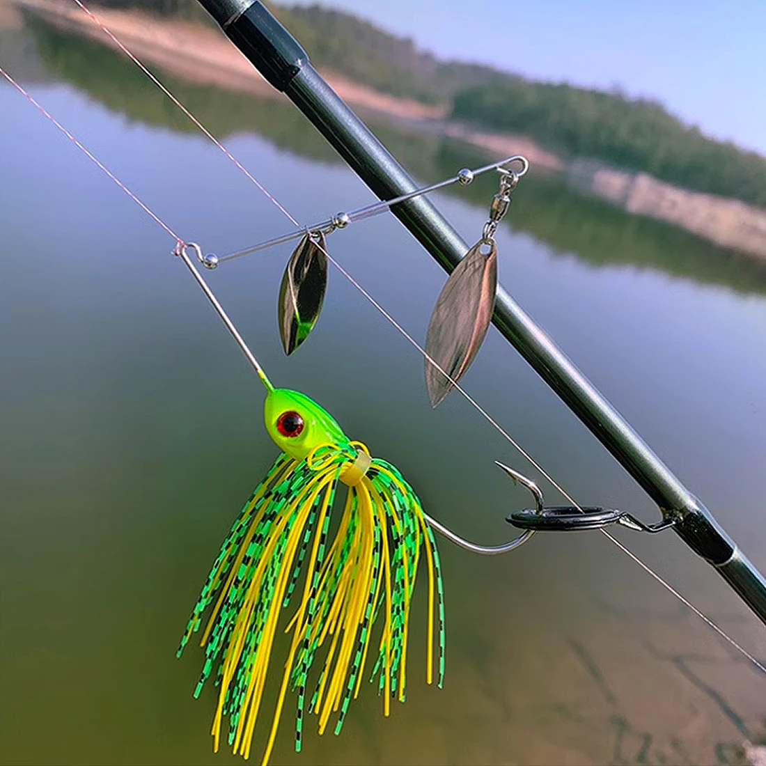 FishTrip-señuelo giratorio de pesca, 10-14g, con faldas y cuchillas, acero rico en carbono - imagen 5