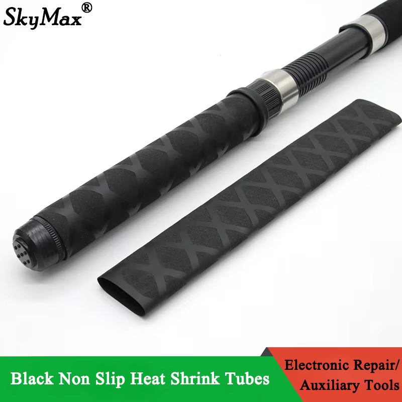 Envoltura antideslizante para caña de pescar, tubo termorretráctil negro 15 18 20 22 25 28 30 35 40 45 50mm, mango aislado, cubierta protectora impermeable